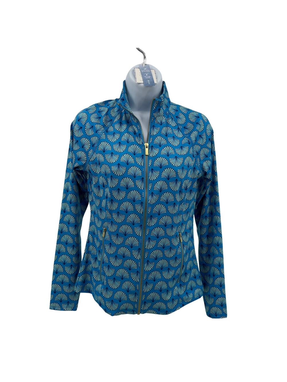Sigrid Olsen Golf Tennis Full Zip Jacket WMNS XS Blue Teal Shell Print Stretch